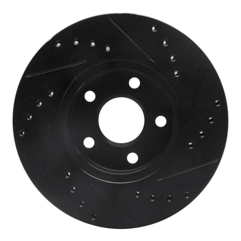 Buick Skylark Brake Rotor (1) - Front Left - R1 Concepts - Drilled & Slotted - Black - `90-`05